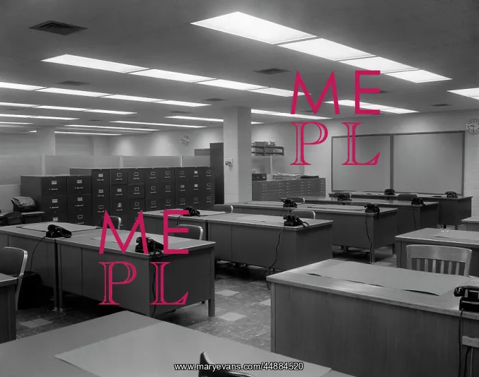  : 1950s 1960s Office With Desks