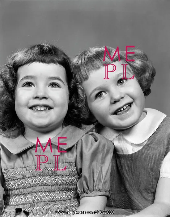 : 1950s 2 Girls With Bangs & Peter : 1950s 2 Girls With Bangs & Peter