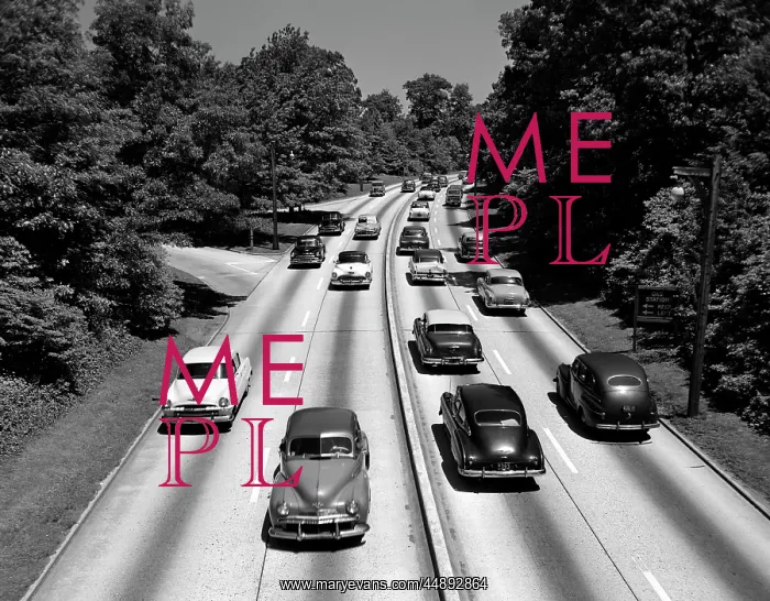 : 1950s Automobile Highway Traffic : 1950s Automobile Highway Traffic