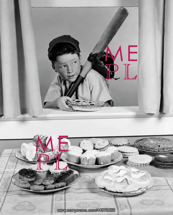  : 1950s Boy In Baseball Garb With
