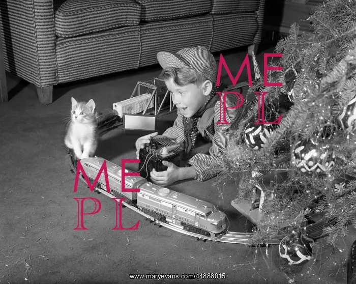 : 1950s Boy In Engineer Outfit Playing : 1950s Boy In Engineer Outfit Playing