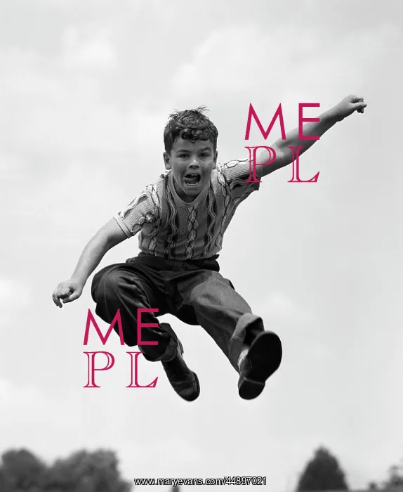  : 1950s Boy Jumping Up