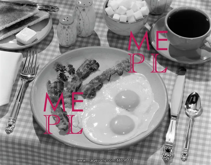 : 1950s Breakfast Plate Of Bacon : 1950s Breakfast Plate Of Bacon