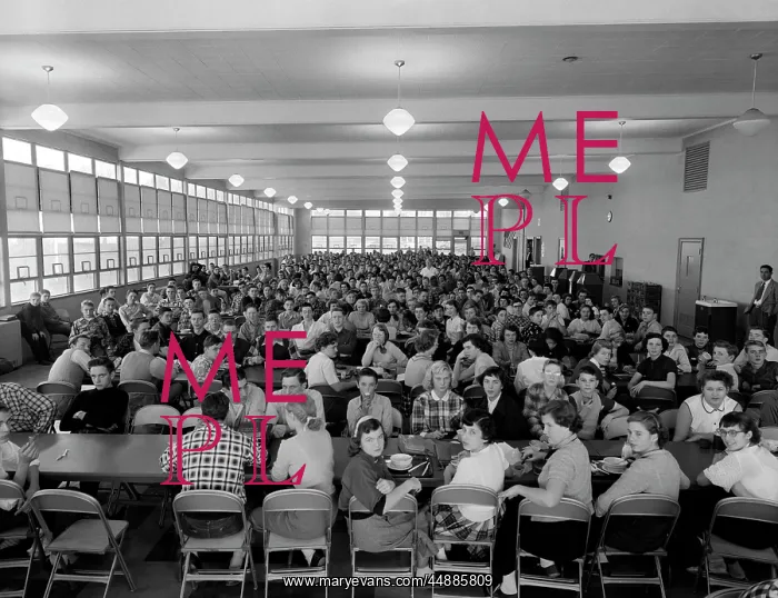 : 1950s Crowded High School Cafeteria : 1950s Crowded High School Cafeteria