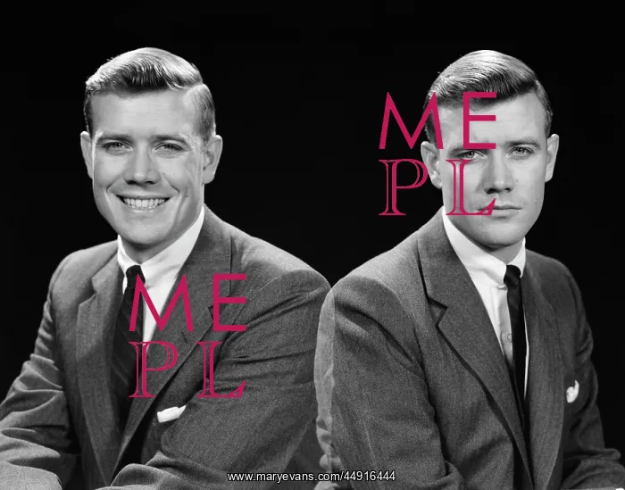  : 1950s DOUBLE EXPOSURE OF MAN WITH A SMILE AND