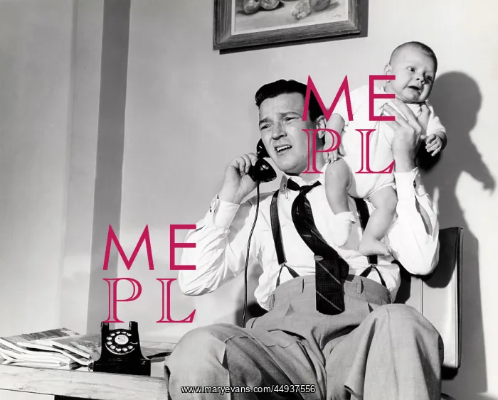  : 1950s Father Holding Baby While