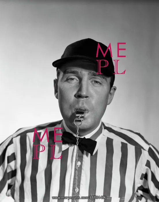  : 1950s Football Referee Blowing