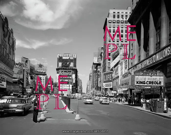 : 1950s - Looking North Up Broadway From Times Square : 1950s - Looking North Up Broadway From Times Square