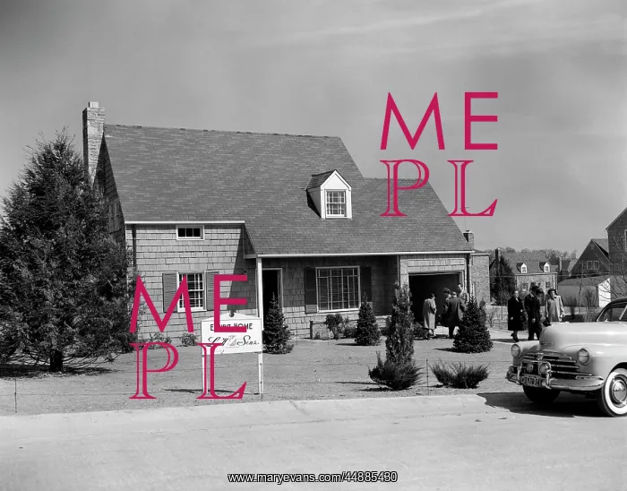 : 1950s Model Home With Sign Of : 1950s Model Home With Sign Of