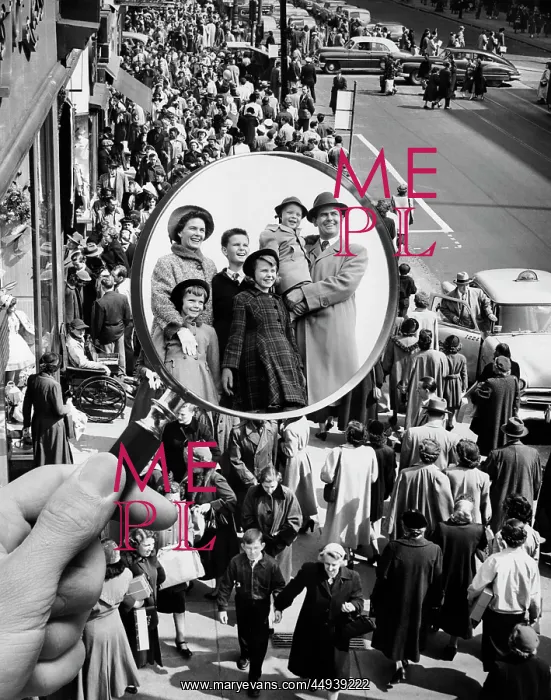 : 1950s Montage Of Family In Magnifying : 1950s Montage Of Family In Magnifying