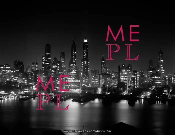 : 1950s Night Skyline Midtown Manhattan : 1950s Night Skyline Midtown Manhattan