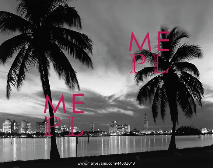  : 1950s NIGHT SKYLINE VIEW MIAMI ACROSS THE BAY