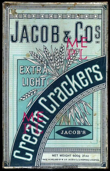: 1950s, packaging, Jacob's Cream Crackers : 1950s, packaging, Jacob's Cream Crackers