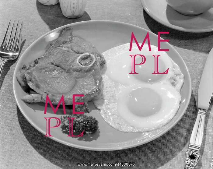 : 1950s Plate Of Steak & 2 Fried : 1950s Plate Of Steak & 2 Fried