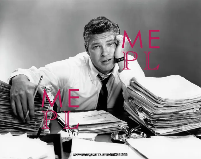 : 1950s Portrait Man Overworked : 1950s Portrait Man Overworked