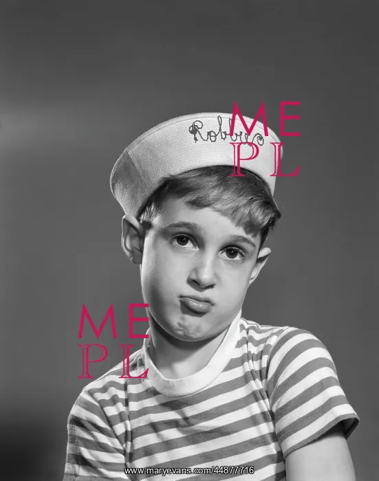  : 1950s Portrait Sad Pouting Boy