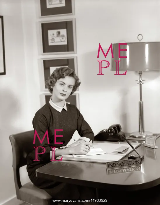  : 1950s Receptionist Seated At Desk