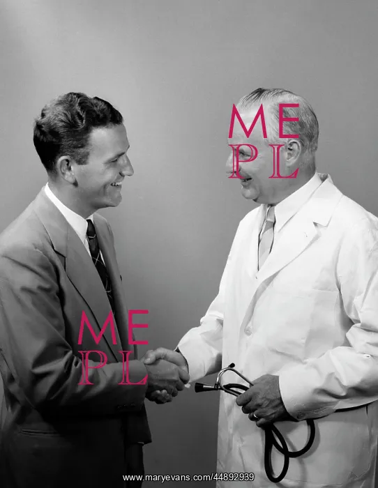 : 1950s Retro Doctor Patient Hand : 1950s Retro Doctor Patient Hand