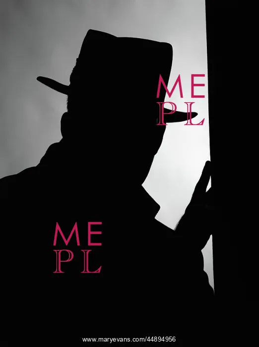 : 1950s SILHOUETTE OF MAN INTRUDER IN HAT AND COAT : 1950s SILHOUETTE OF MAN INTRUDER IN HAT AND COAT