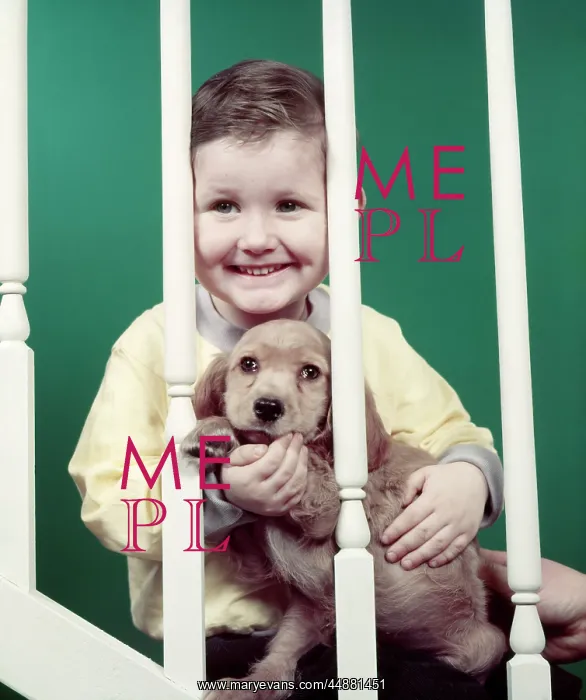 : 1950s Smiling Little Boy Holding : 1950s Smiling Little Boy Holding