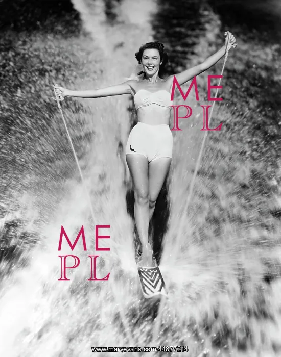 : 1950s Smiling Woman In Two Piece : 1950s Smiling Woman In Two Piece