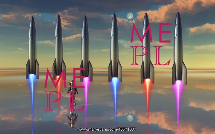: 1950's style space rockets blasting off into space : 1950's style space rockets blasting off into space