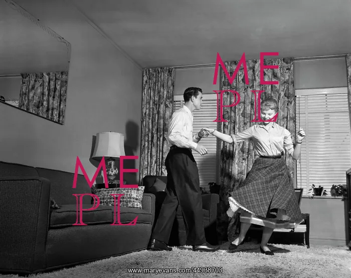  : 1950s Teen Couple Doing Jitterbug