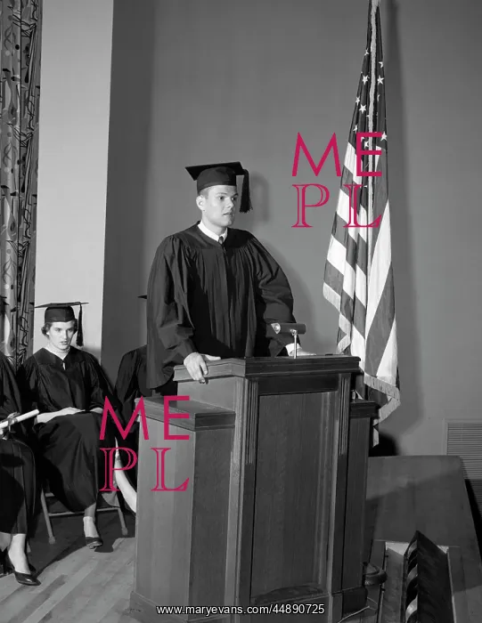 : 1950s Valedictorian Giving Speech : 1950s Valedictorian Giving Speech