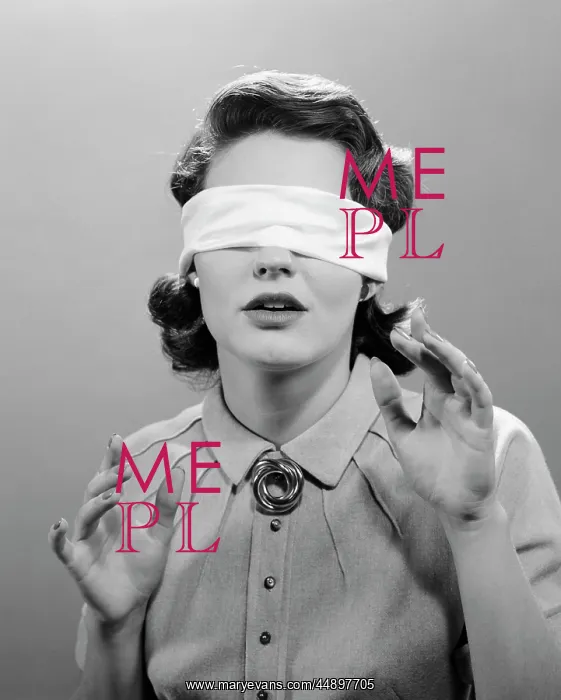 : 1950s Woman Blindfolded : 1950s Woman Blindfolded