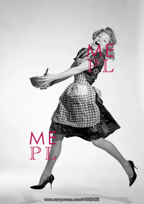 : 1950s Woman In Checkered Apron : 1950s Woman In Checkered Apron
