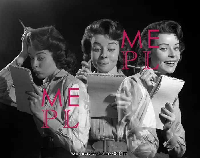 : 1950s Woman Office Worker Holding : 1950s Woman Office Worker Holding