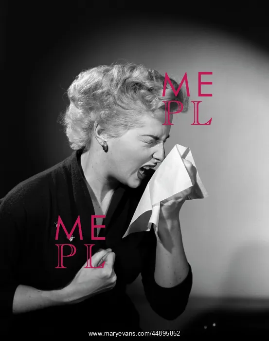  : 1950s Woman Sneezing Cold
