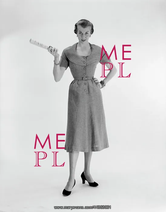  : 1950s Woman Standing With Hand