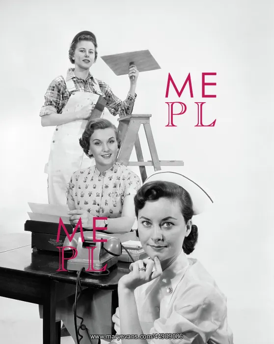 : 1950s three women one behind the other various : 1950s three women one behind the other various