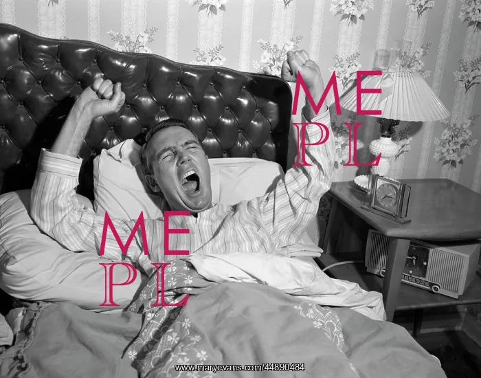  : 1950s Yawning Stretching Man In