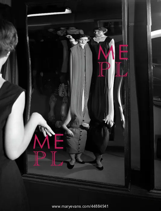 : 1950s Young Women Looking At Herself : 1950s Young Women Looking At Herself