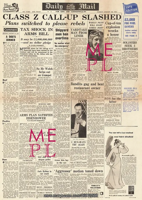 : 1951 Daily Mail debate on Class Z reservists : 1951 Daily Mail debate on Class Z reservists