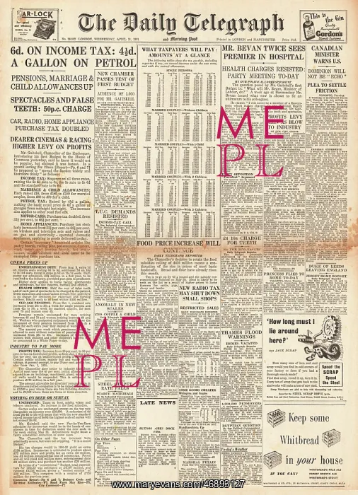 : 1951 Daily Telegraph Budget announced : 1951 Daily Telegraph Budget announced