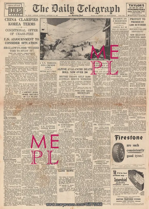 : 1951 Daily Telegraph Deadly alpine avalanches : 1951 Daily Telegraph Deadly alpine avalanches