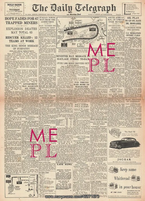 : 1951 Daily Telegraph Easington Colliery disaster : 1951 Daily Telegraph Easington Colliery disaster
