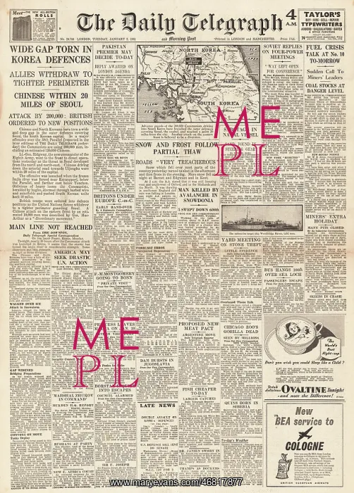 : 1951 Daily Telegraph Korean War : 1951 Daily Telegraph Korean War