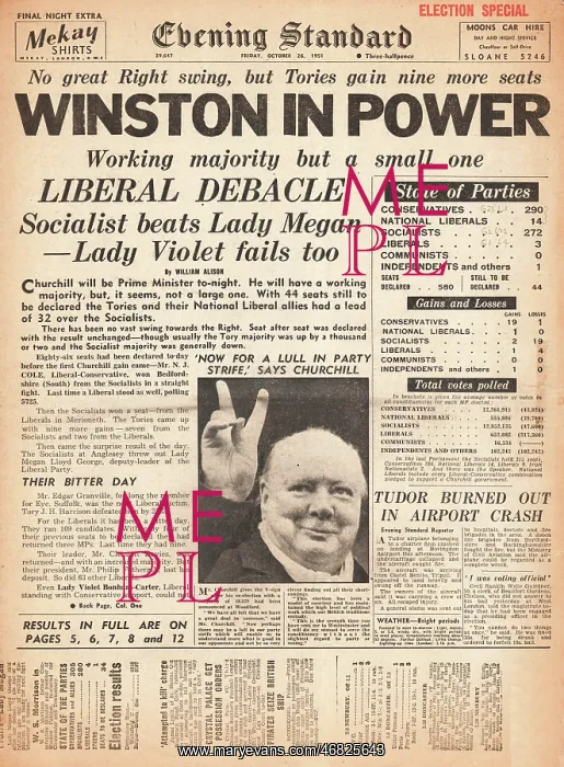 : 1951 Evening Standard General Election : 1951 Evening Standard General Election