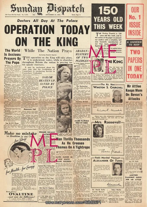 : 1951 Sunday Dispatch Operation for King George VI : 1951 Sunday Dispatch Operation for King George VI