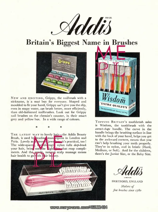 : 1951 UK advert Addis brushes : 1951 UK advert Addis brushes
