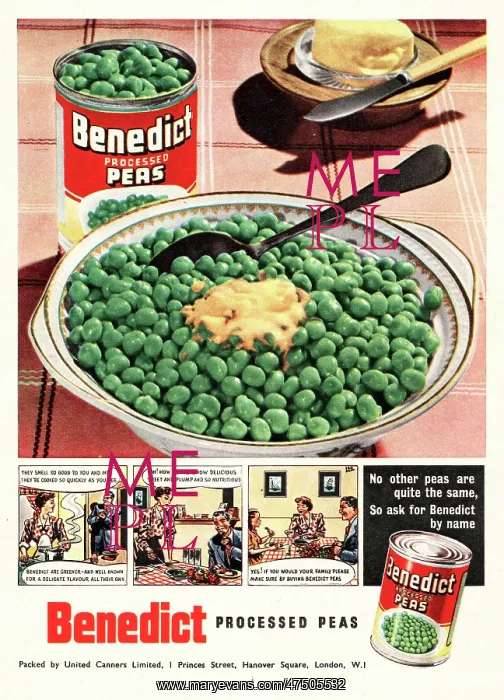 : 1951 UK advert Bendict peas : 1951 UK advert Bendict peas