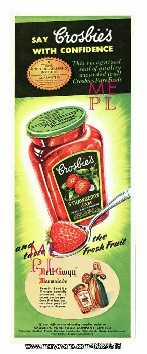 : 1951 UK advert Crosbie's Strawberry jam : 1951 UK advert Crosbie's Strawberry jam