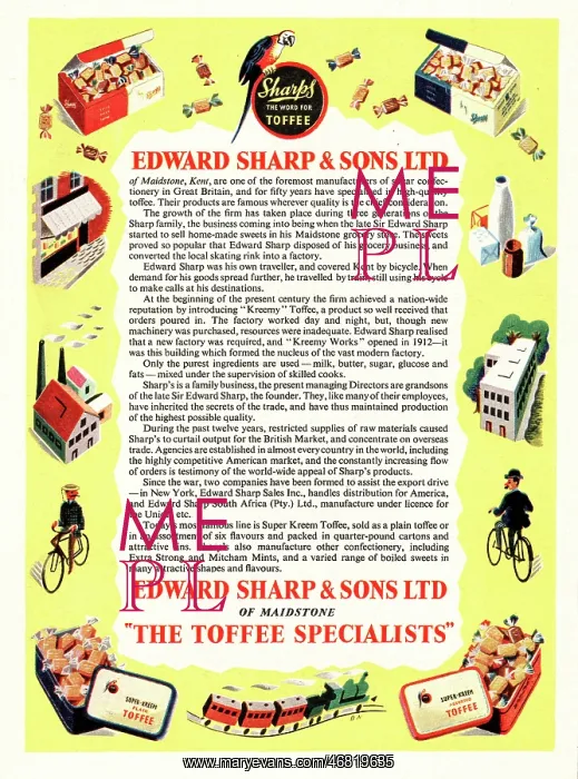: 1951 UK advert Edward Sharp toffees : 1951 UK advert Edward Sharp toffees