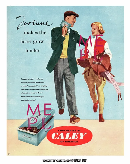 : 1951 UK advert Fortune chocolates by Caley : 1951 UK advert Fortune chocolates by Caley
