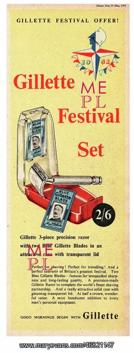 : 1951 UK advert Gillette shaving set : 1951 UK advert Gillette shaving set