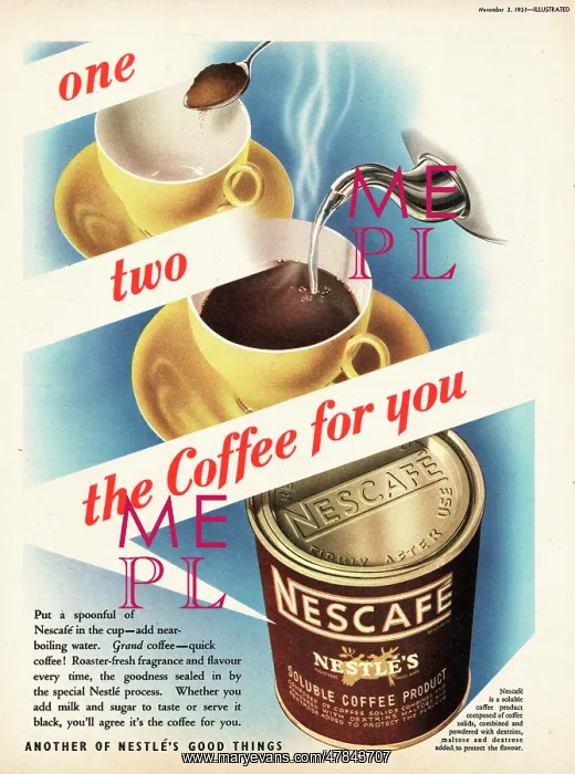 : 1951 UK advert Nescafe coffee : 1951 UK advert Nescafe coffee
